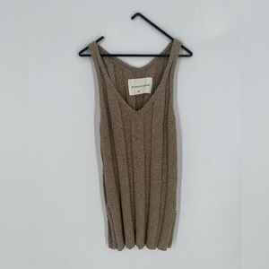 By Malene Birger Hallie Ribbed Knit Silk Blend Deep Scoop Neck Slit Tank